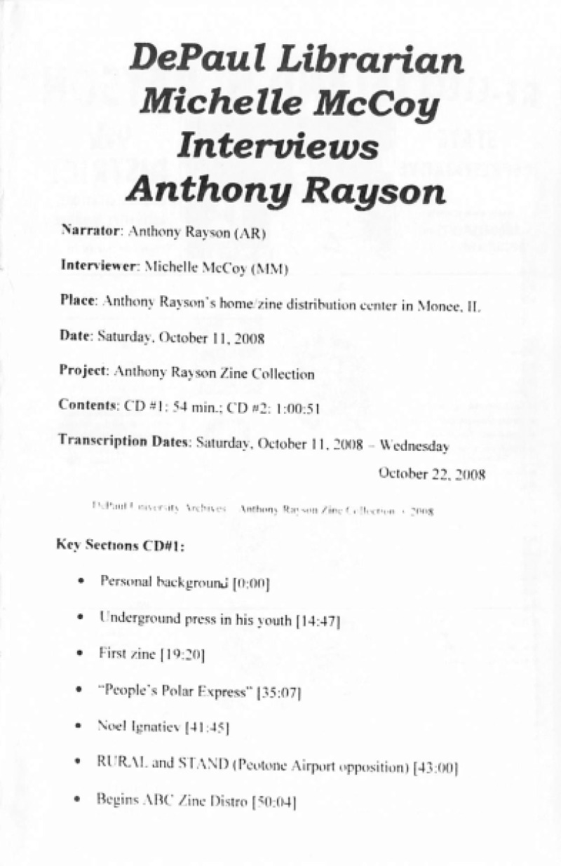 DePaul Librarian Michelle McCoy Interviews Anthony Rayson - South ...